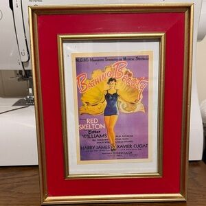 Red and Gold Framed Bathing Beauty Poster